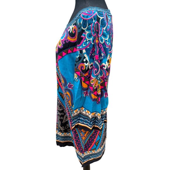 Flying Tomato Women Long Sleeve Boho Shift Dress L Cottage Core Retro Hippie 60s - Picture 3 of 9